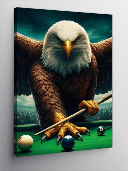 Kanvas Tablo Bilardo Oynayan Asil Kartal