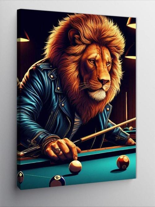 Kanvas Tablo Bilardo Oynayan Aslan