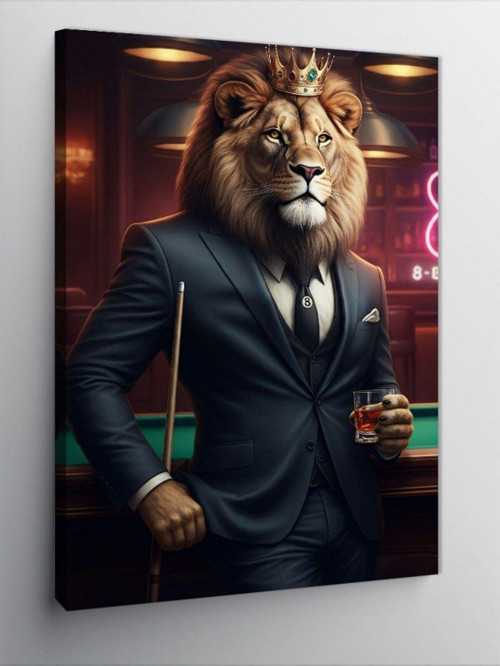 Kanvas Tablo Bilardo Oynayan Aslan