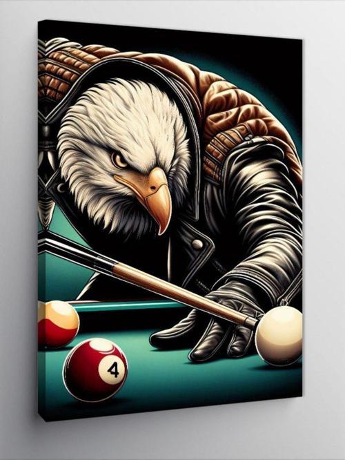 Kanvas Tablo Bilardo Oynayan Beyaz Kartal