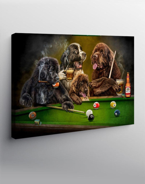 Kanvas Tablo Bilardo Oynayan Köpekler