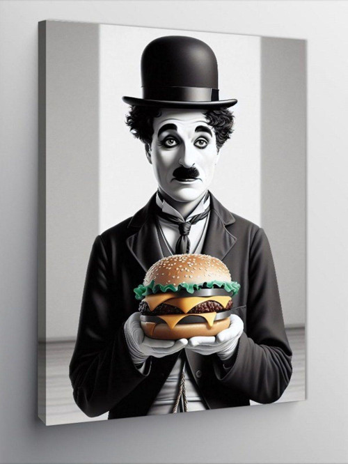 Kanvas Tablo Charlie Chaplin Ve Hamburger