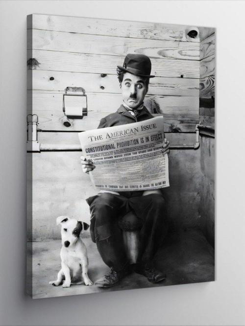 Kanvas Tablo Charlie Chapline Ve Köpek