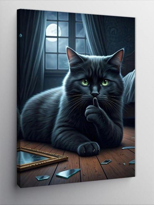 Kanvas Tablo Çizim Yapan Kedi