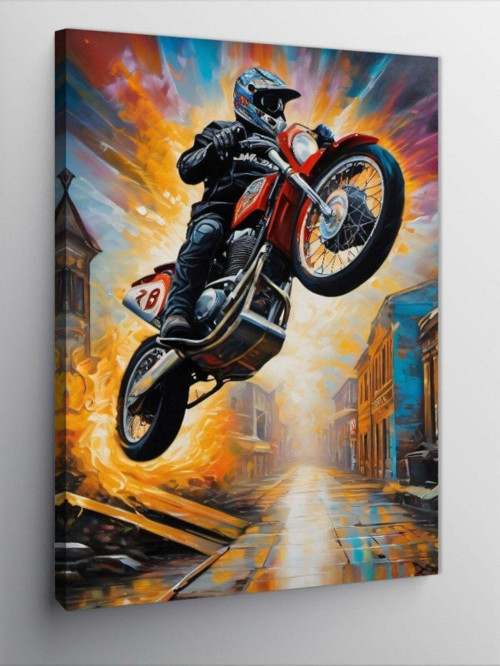 Kanvas Tablo Cross Motosiklet