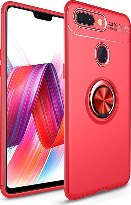 Xiaomi Mi 8 Lite Kılıf Renkli Yüzüklü Manyetik Silikon Kapak Kırmızı - Kırmızı