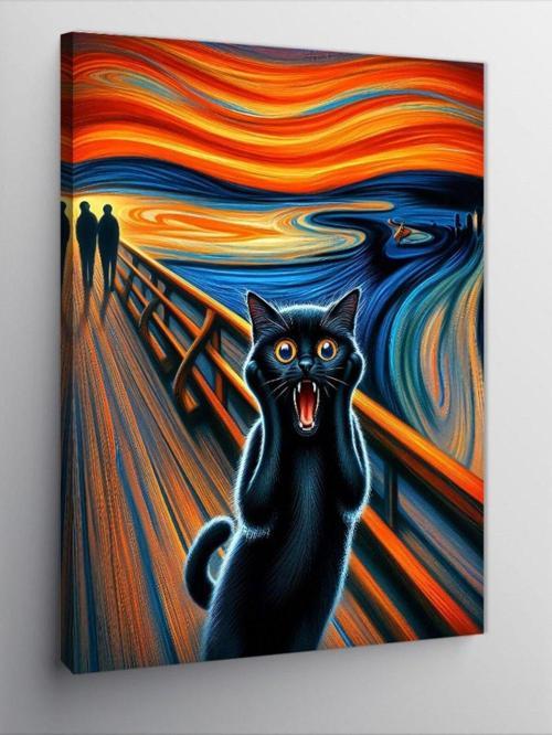 Kanvas Tablo Çığlık Atan Kedi Van Gogh
