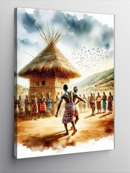 Kanvas Tablo Dans Eden Afrikalı İnsanlar