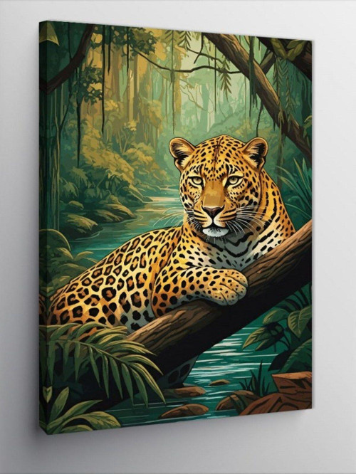 Kanvas Tablo Dinlenen Leopar