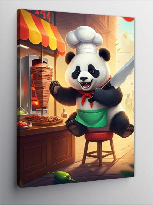 Kanvas Tablo Dönerci Şef Panda
