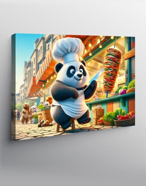 Kanvas Tablo Dönerci Şef Panda