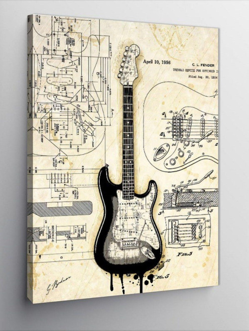 Kanvas Tablo Elektro Gitar Anatomisi