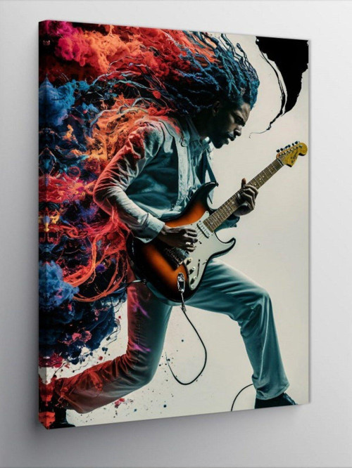Kanvas Tablo Elektro Gitar Çalan Adam