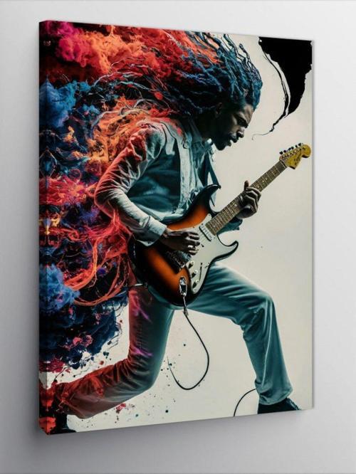 Kanvas Tablo Elektro Gitar Çalan Adam