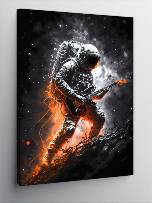 Kanvas Tablo Elektro Gitar Çalan Astronot