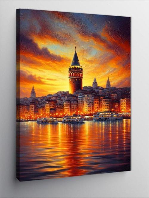 Kanvas Tablo Galata Kulesi Gün Batımı