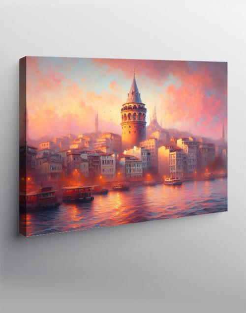 Kanvas Tablo Galata Kulesi Gün Batımı