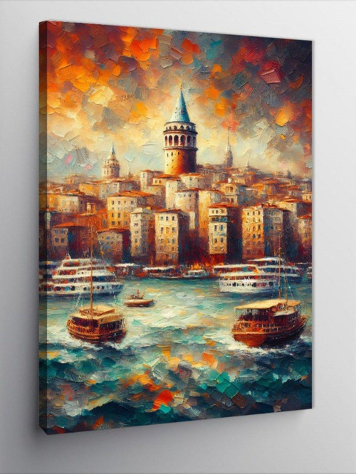 Kanvas Tablo Galata Kulesi Ve Deniz