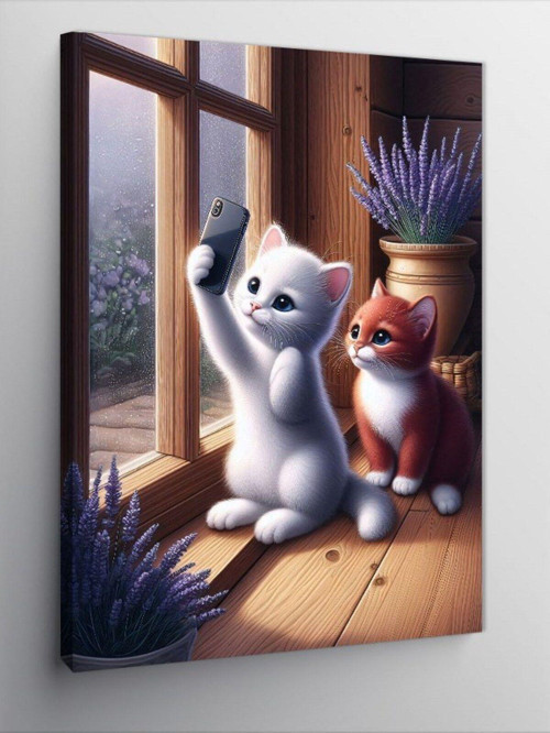 Kanvas Tablo Fotoğraf Çekilen Yavru Kediler
