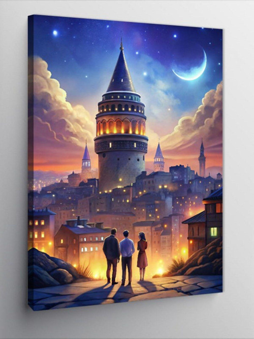 Kanvas Tablo Galata Kulesi Ve Hilal