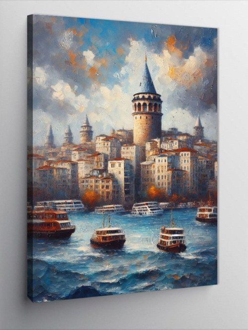Kanvas Tablo Galata Kulesi Ve Sandallar
