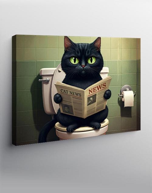 Kanvas Tablo Gazete Okuyan Kedi
