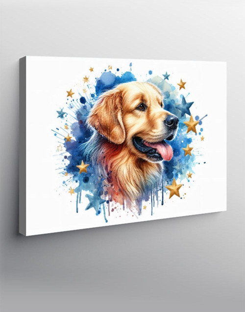 Kanvas Tablo Golden Cinsi Köpek Ve Yıldızlar