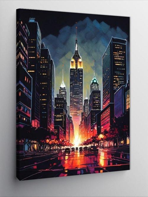 Kanvas Tablo Gece Şehir Manzarası