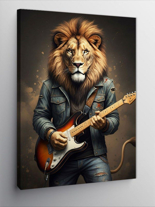 Kanvas Tablo Gitar Çalan Aslan