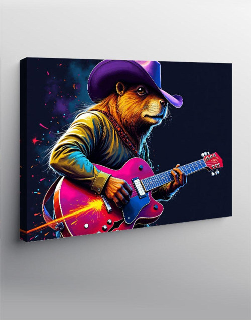 Kanvas Tablo Gitar Çalan Ayı