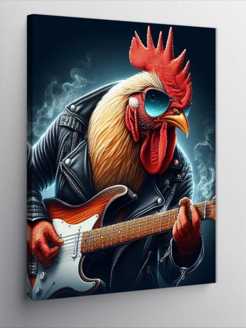 Kanvas Tablo Gitar Çalan Horoz