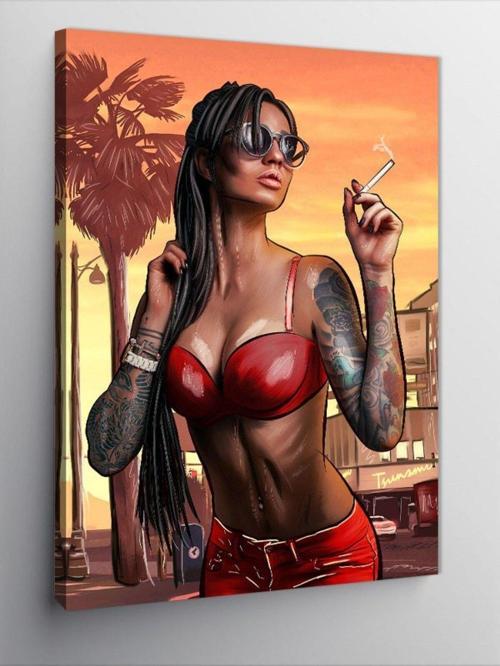 Kanvas Tablo Gta 5 Dövmeli Kadın