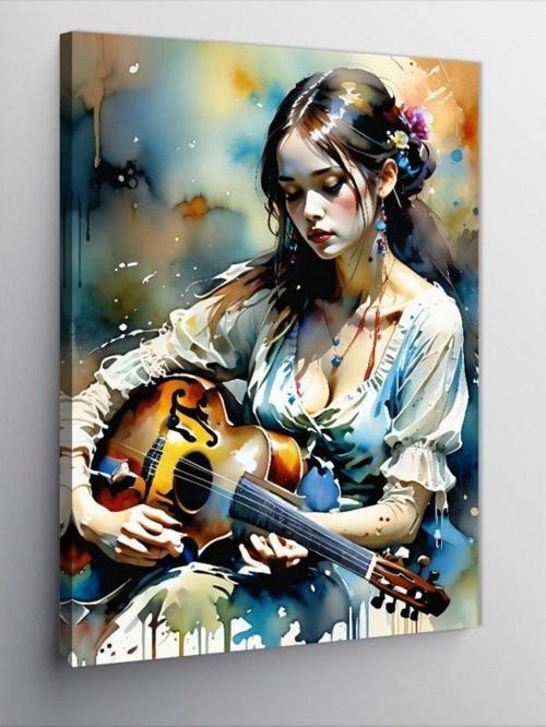 Kanvas Tablo Gitar Çalan Kız