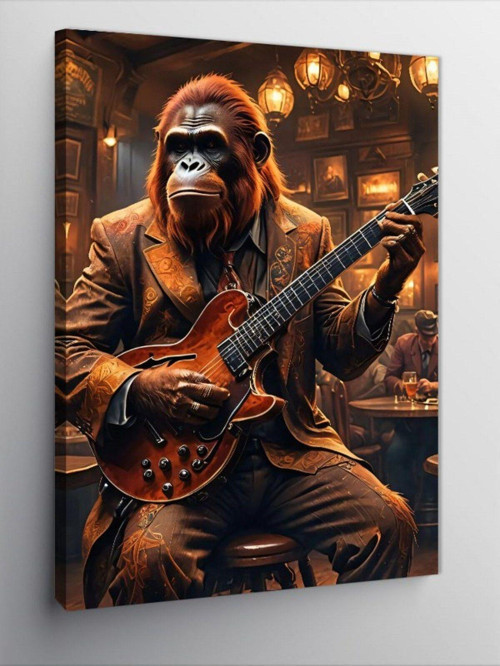 Kanvas Tablo Gitar Çalan Maymun