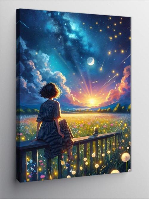 Kanvas Tablo Gün Batımı Manzarası İzleyen Kadın