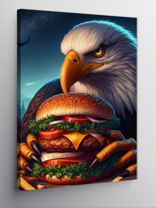 Kanvas Tablo Hamburger Yiyen Kartal