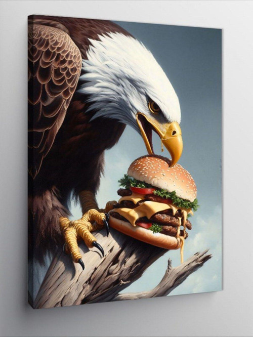 Kanvas Tablo Hamburger Yiyen Kartal