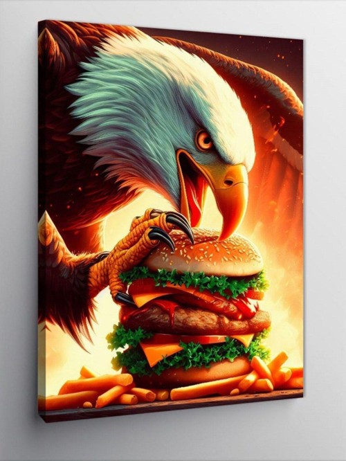 Kanvas Tablo Hamburger Yiyen Kartal