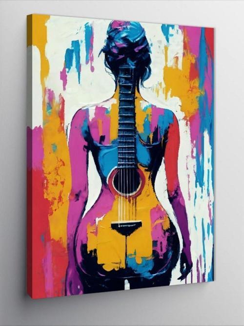Kanvas Tablo Kadın Ve Gitar