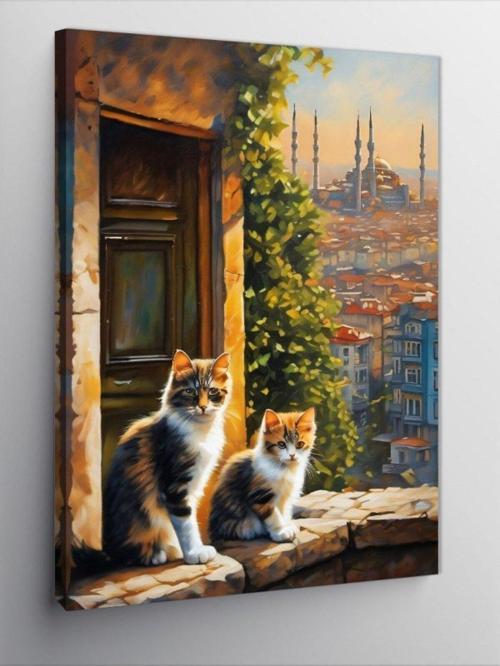Kanvas Tablo İstanbul Ve Yavru Kediler