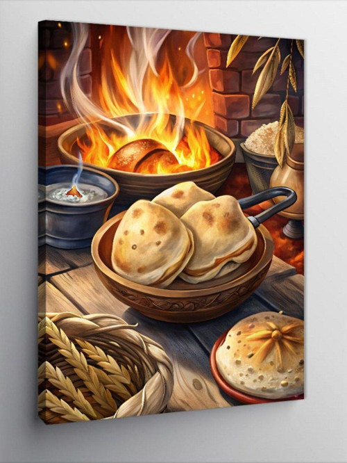 Kanvas Tablo Kamp Ateşi Ve Yemek
