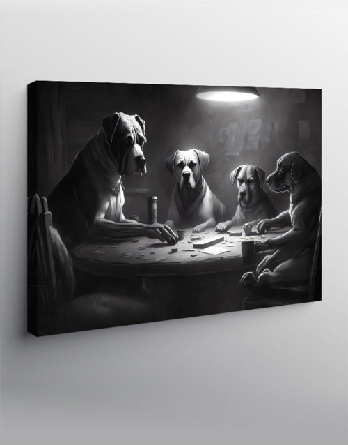 Kanvas Tablo Kart Oynayan Mafya Köpekler