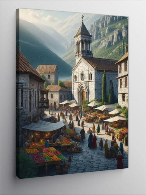 Kanvas Tablo Kasabadaki Pazar