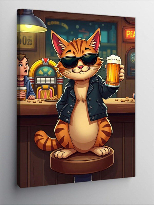 Kanvas Tablo Kedi Barmende