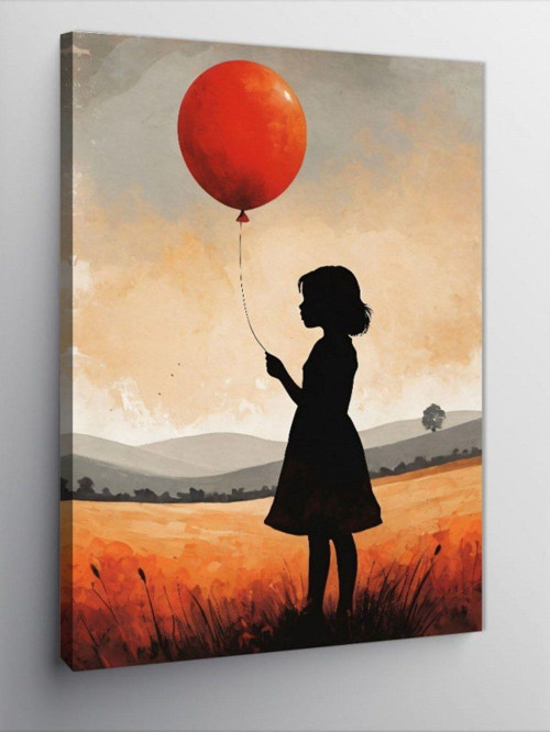 Kanvas Tablo Kırmızı Balonlu Kız