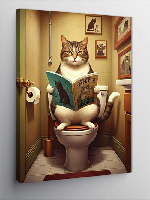 Kanvas Tablo Kitap Okuyan Kedi