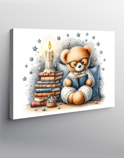Kanvas Tablo Kitap Okuyan Peluş Ayı