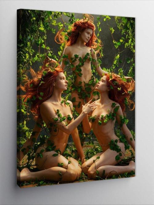 Kanvas Tablo Kızıl Saçlı Kadınlar Ve Sarmaşıklar