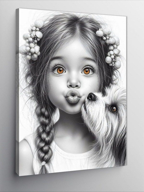 Kanvas Tablo Küçük Kız Ve Köpek