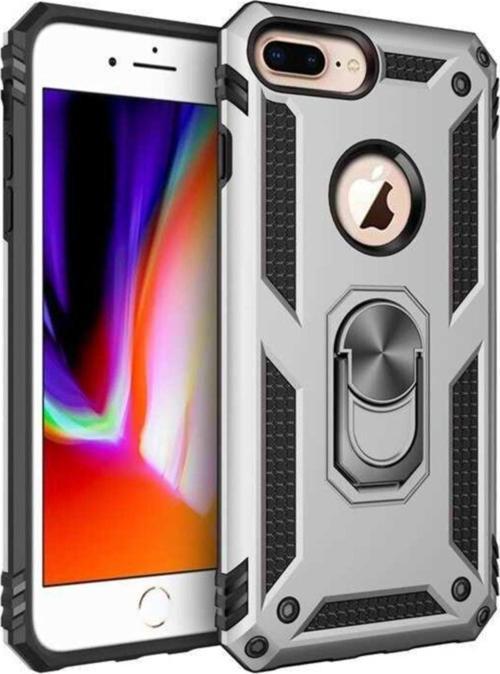 Apple iPhone 6s Plus Kapak Yüzüklü Stantlı Panzer Tank Kılıf - Gri